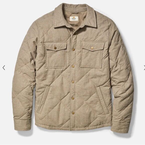 Marine layer Olin Quilted‎ Overshirt Beige XL NWOT - Picture 3 of 7